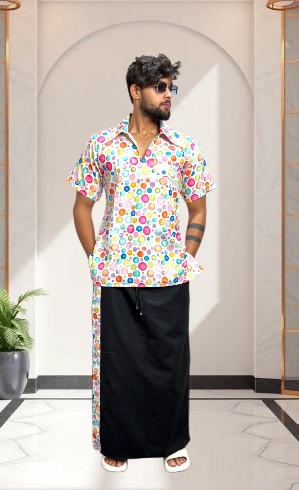 Men Multi Color Polka Dot – Short Sleeve