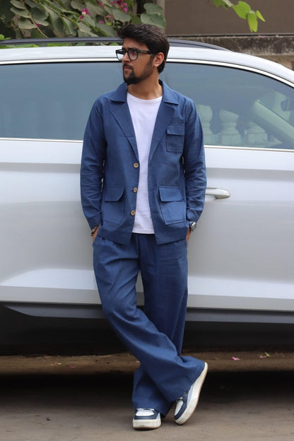 Denim Color Cotton Pajama - Nirmal Online