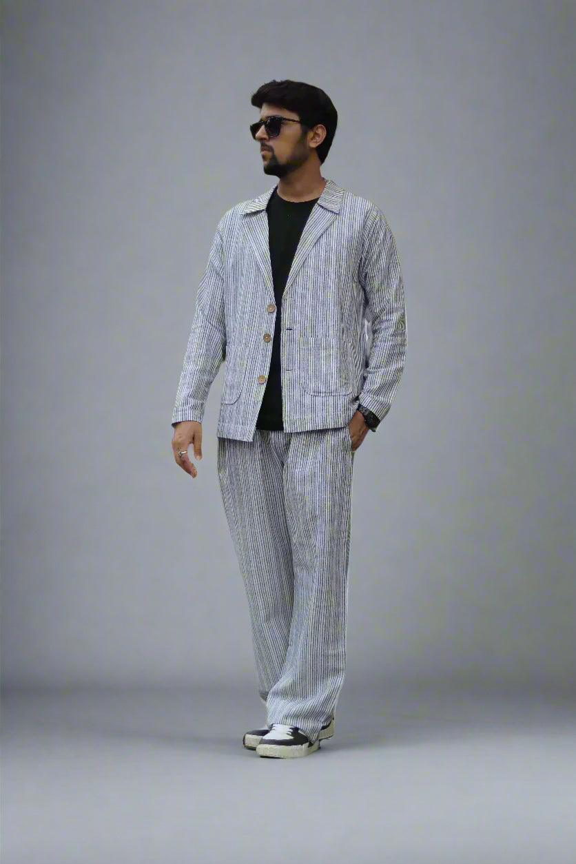 Black Stripe Cotton Pajama - Nirmal Online
