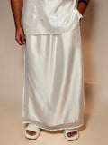 Men White Color With Silver Zari Stripe Pajamalungi