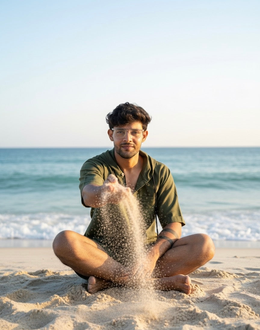 Olive Green Half Sleeve Beach Hoodie for Men – Limited Edition