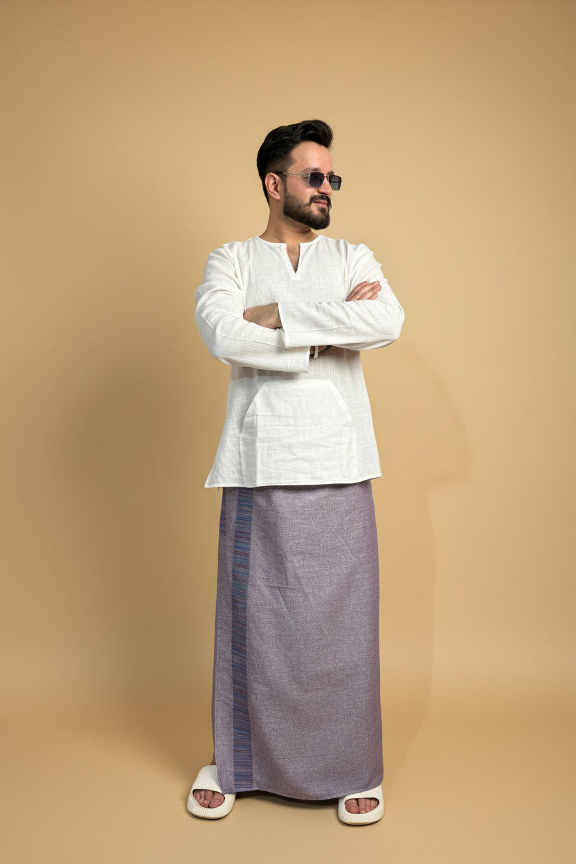 Men Voilet Color Pajamalungi With PinStripe Panel