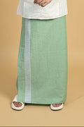 Men Green Color Pajamalungi With Green Stripe Panel