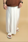 Men White Color Pleated Satin Silk Pajamalungi