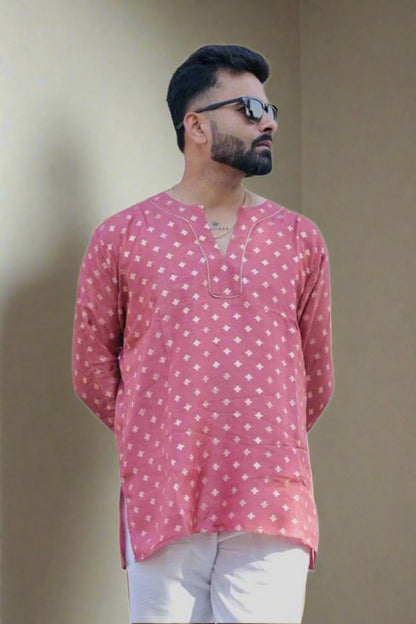 Gulaabi Nazm Kurta - Nirmal Online
