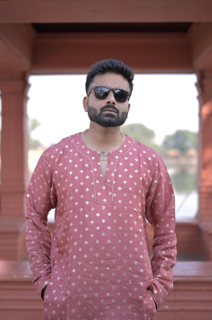 Gulaabi Nazm Kurta - Nirmal Online