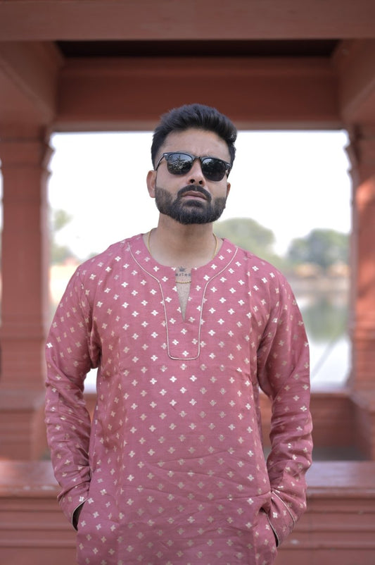Gulaabi Nazm Kurta - Nirmal Online