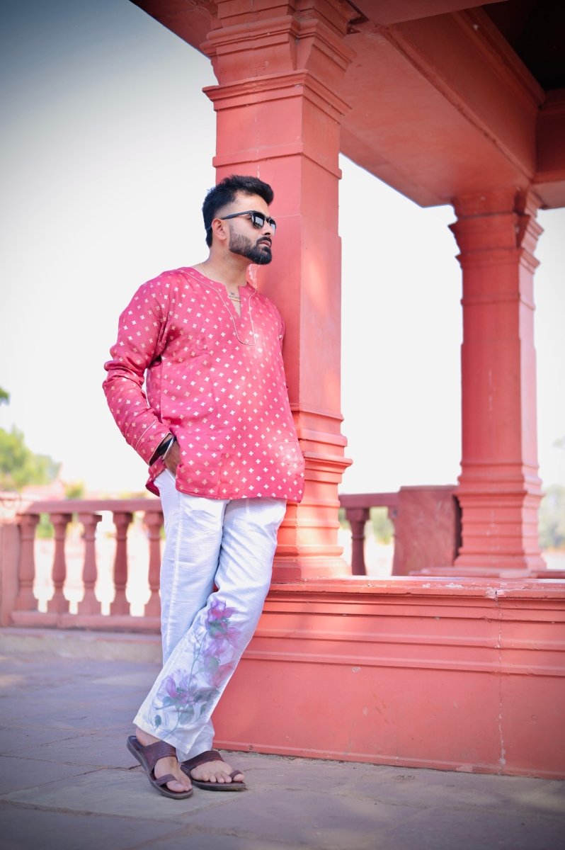 Gulaabi Nazm Kurta - Nirmal Online