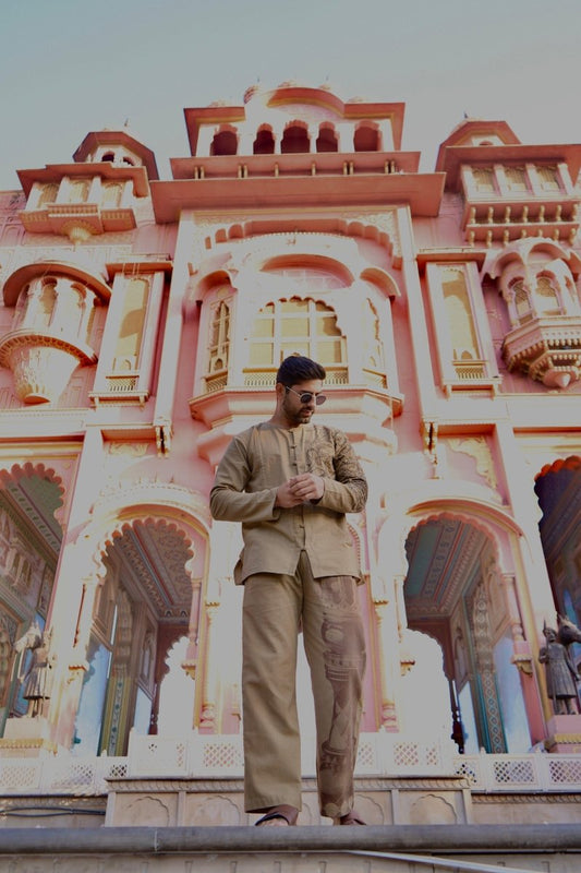 Brown Royal Cotton Pajama - Nirmal Online