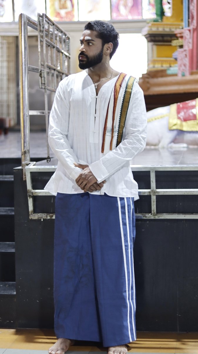 Blue Floral Digital Print PajamaLungi - Nirmal Online