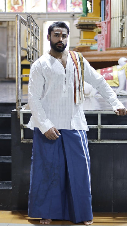 Blue Floral Digital Print PajamaLungi - Nirmal Online