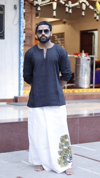 Peacock Print PajamaLungi - Nirmal Online