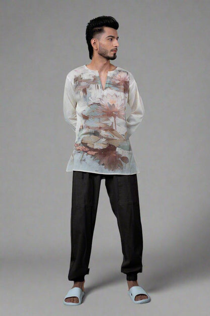 Lotus Flower Printed Kurta - Nirmal Online