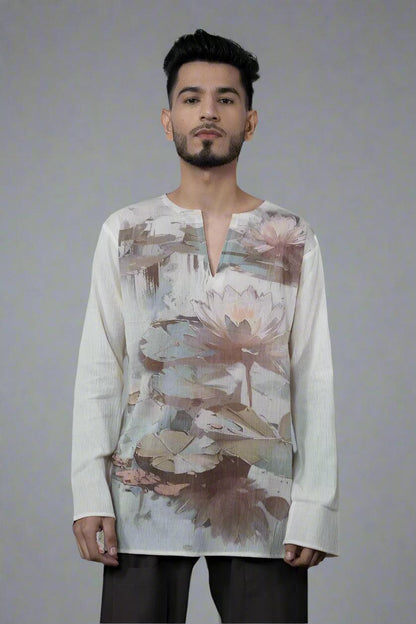 Lotus Flower Printed Kurta - Nirmal Online