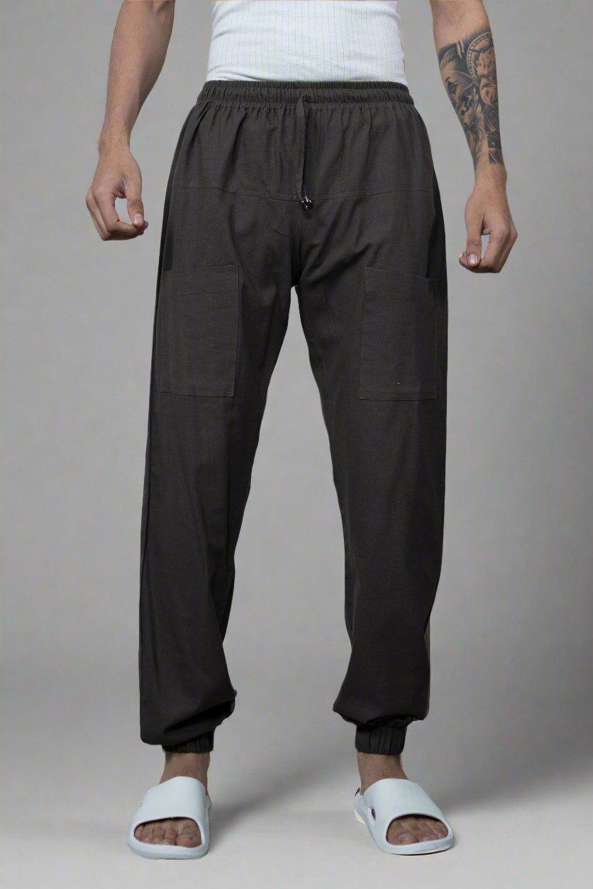 Plain Brown Cotton Jogger Pajama - Nirmal Online