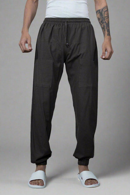 Plain Brown Cotton Jogger Pajama - Nirmal Online