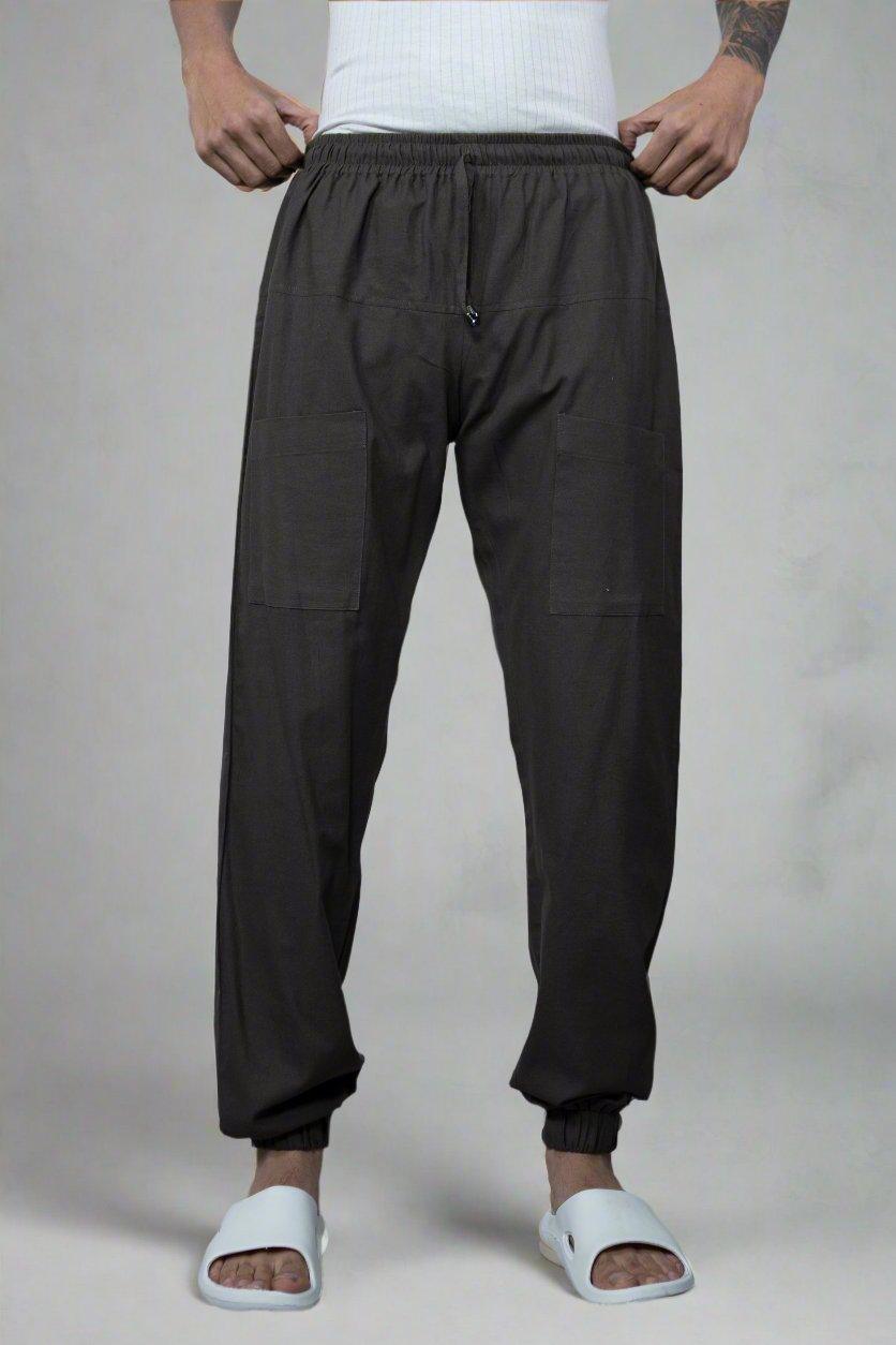 Plain Brown Cotton Jogger Pajama - Nirmal Online