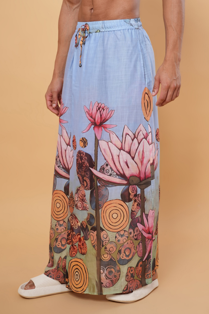 Pink Lotus Printed Pajamalungi