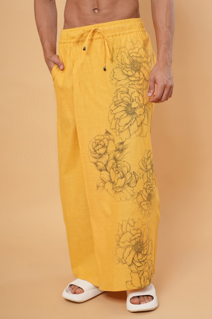 Mustard Floral Printed  Pajamalungi