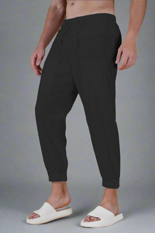 Plain Black Cotton Jogger Pajama - Nirmal Online