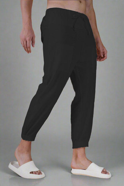 Plain Black Cotton Jogger Pajama - Nirmal Online
