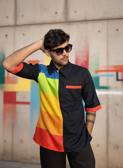 Rainbow multicolor digital print blazer for men – stylish party wear