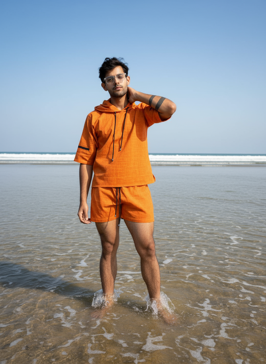 Bright Orange Beach Hoodie for Men – Limited Edition