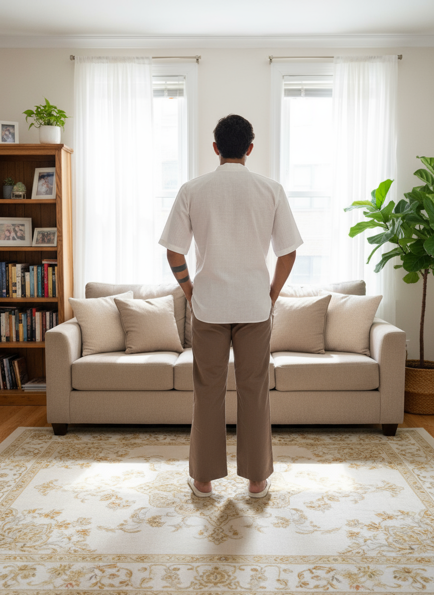 Dark beige pajama for men's front view