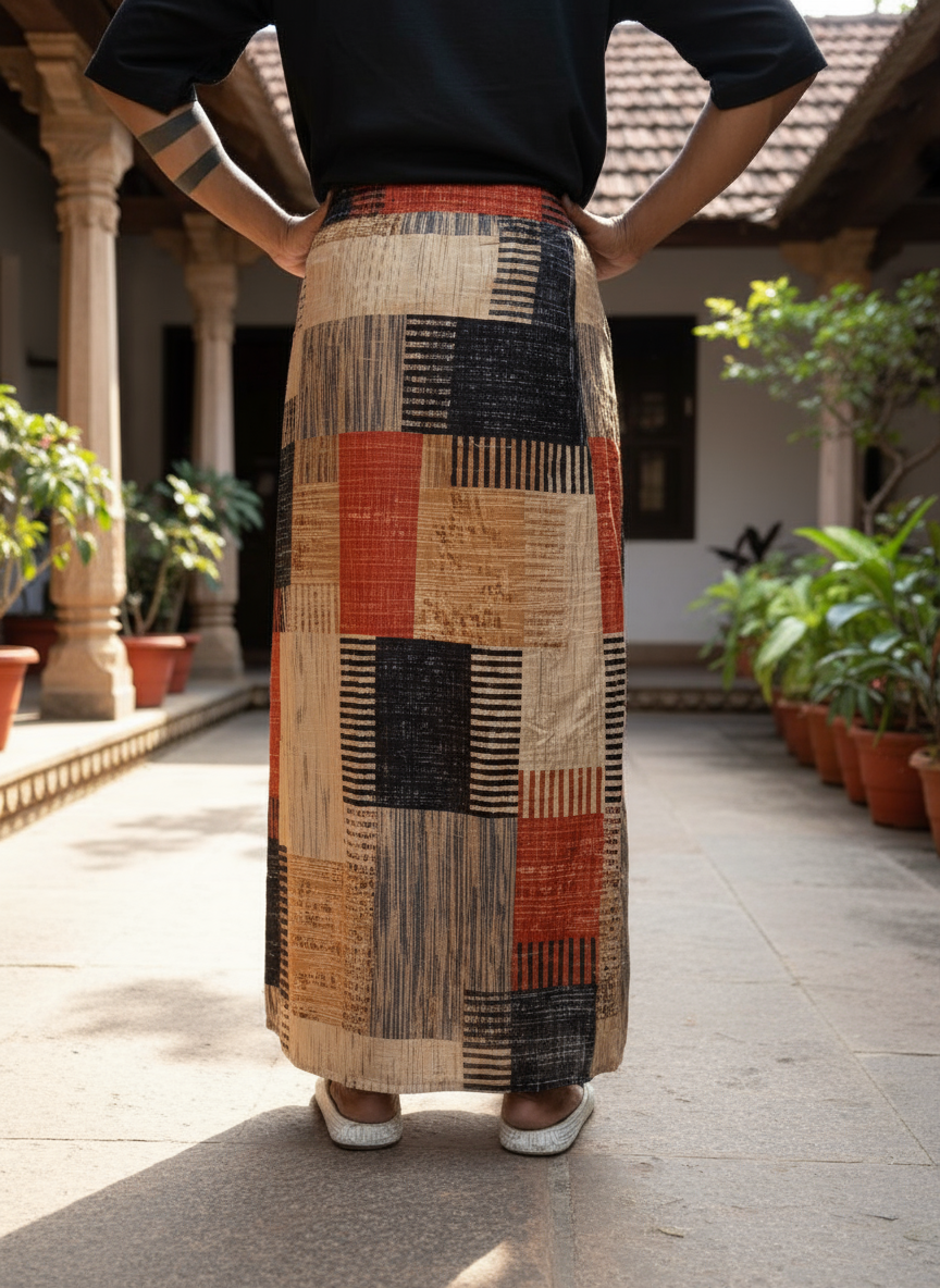 Geomentric square pattern design pajamalungi for men's