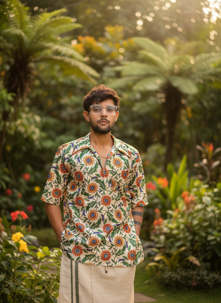 Colorful multicolor flower kurta for men