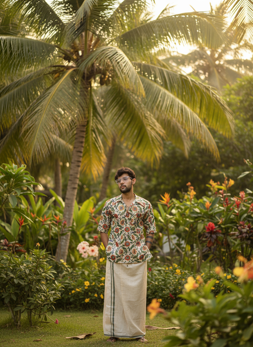 Colorful multicolor flower kurta for men