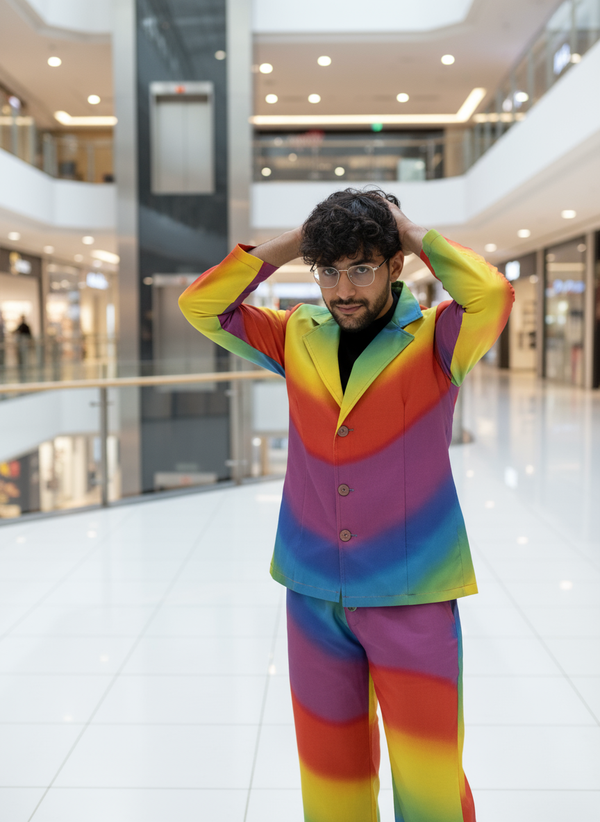 Rainbow Multicolor Digital print Blazer  For Men