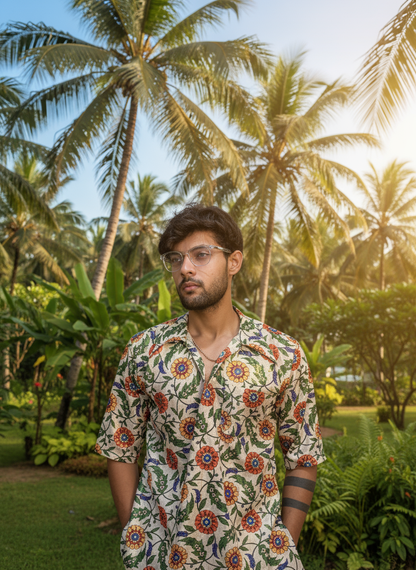 Colorful multicolor flower kurta for men's