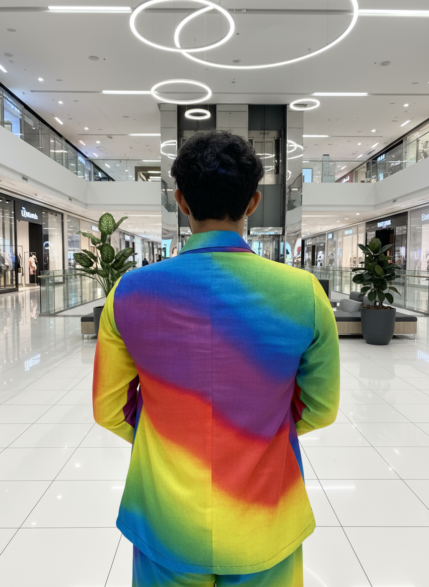 Rainbow Multicolor Digital print Blazer  For Men