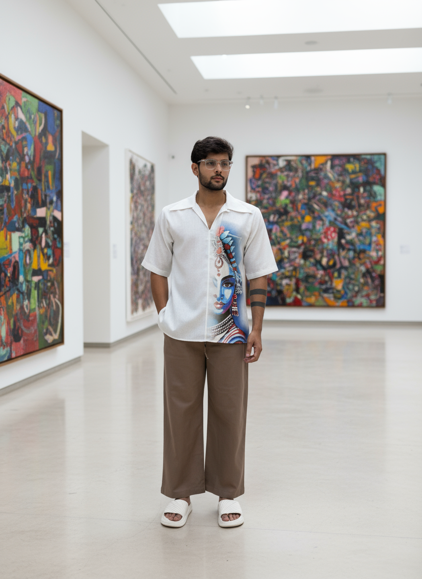 Dark beige pajama for men's front view