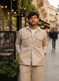 Men’s Casual Beige Blazer and Pajama Pant Set 