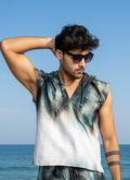 geometric print beach sleeveless co-ord set for men