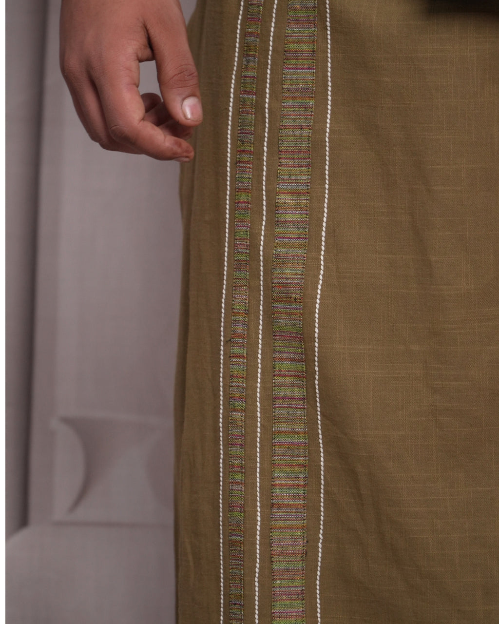 Premium Cotton Stripe Pajamalungi – Khaki