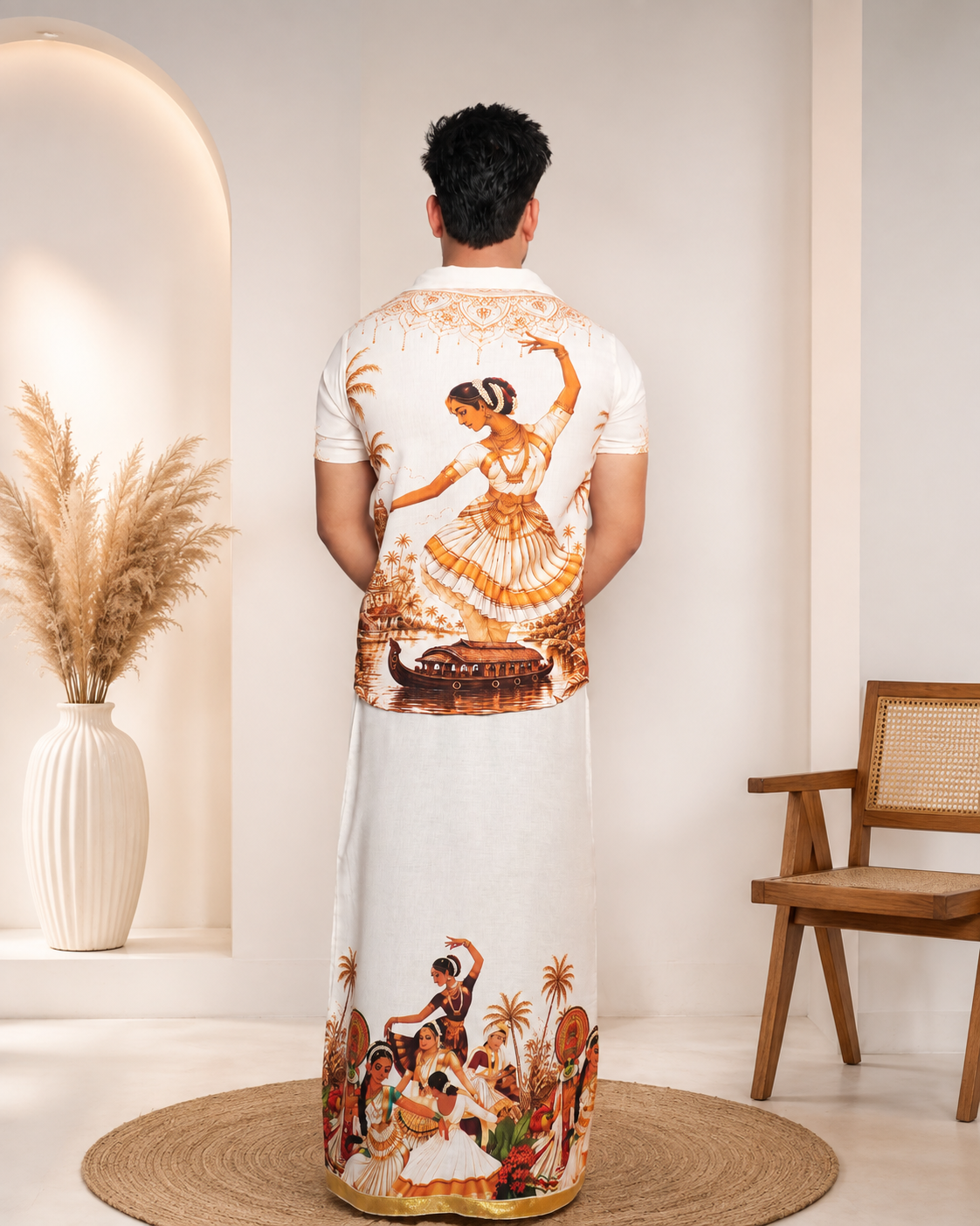 Traditional Printed men's Shirt luxury linen