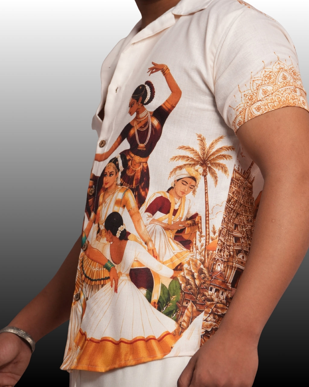 Traditional Printed men's Shirt luxury linen