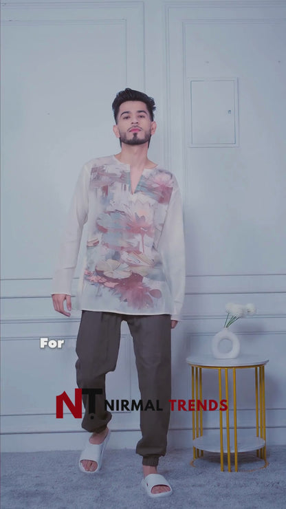 Red Printed Cotton Kurta