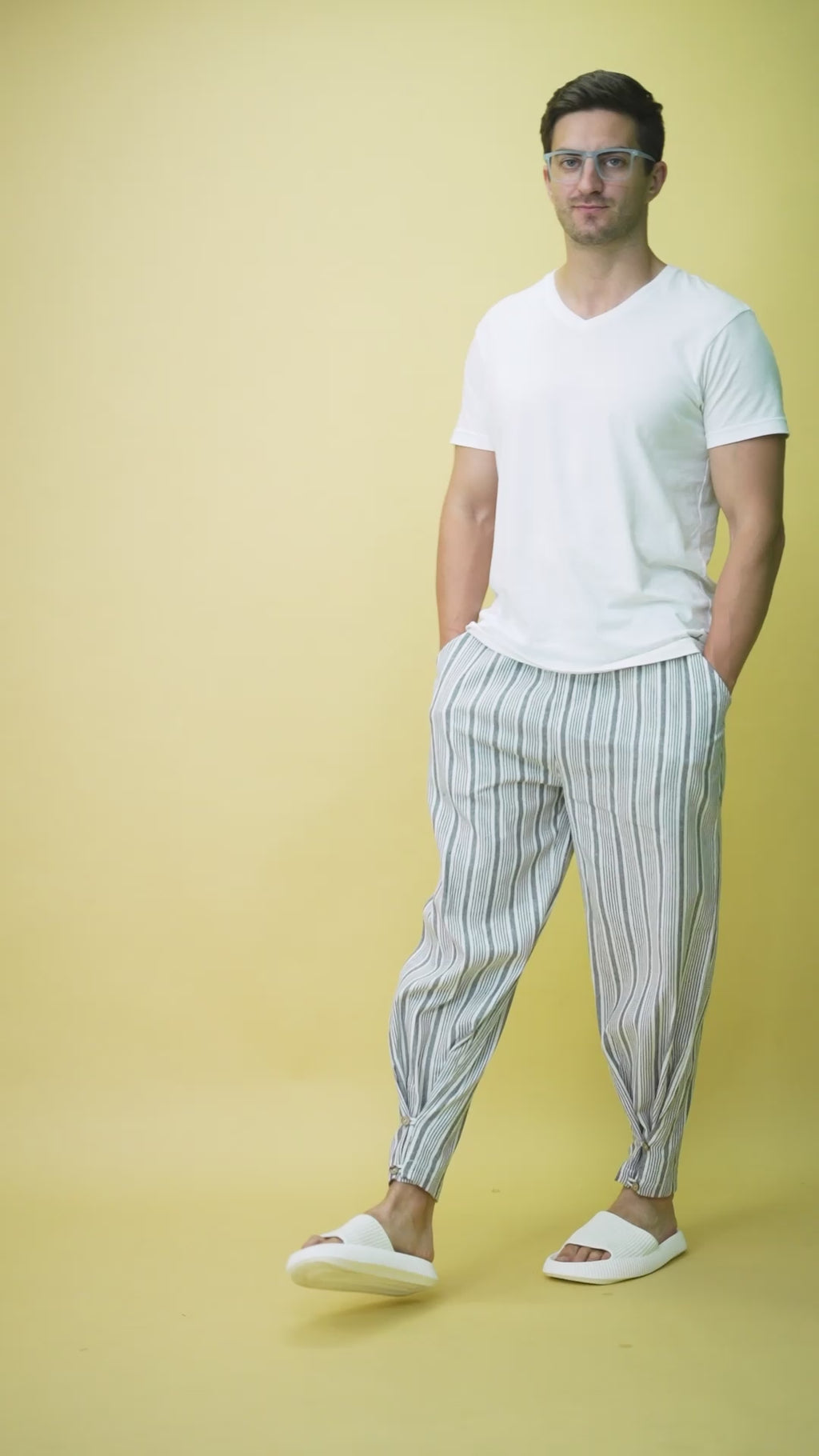 Men Grey Stripe Jogger Pajama