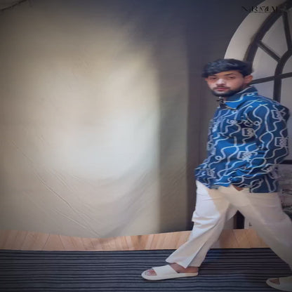 Men printed Indo fusion kurta