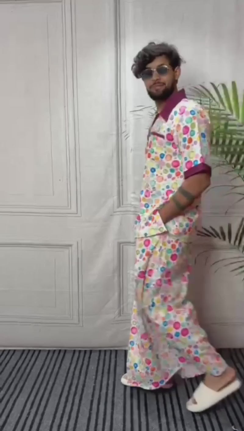 Men Multicolor Polka Dot Print pajamalungi