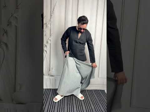 Men Grey Color  Pajamalungi With Stripe Panel