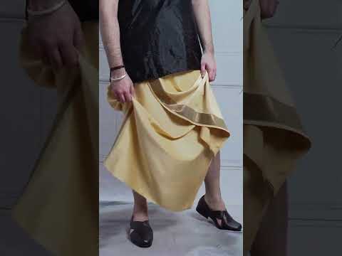 Men Golden  Colour Pajamalungi With Copper Zari Stripe Panel