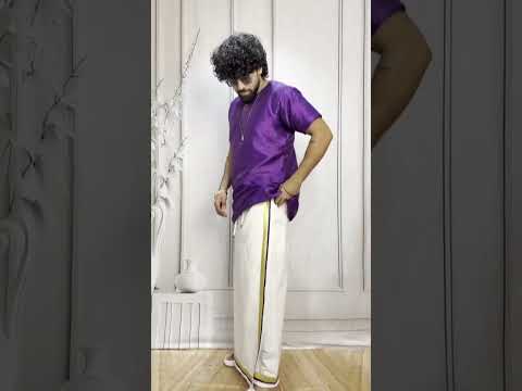 Men Royal Purple Colour Mulberry Silk Kurta.