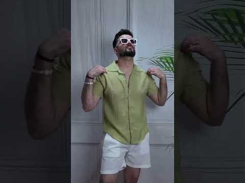 Men Sage Green Colour Chiffon Buttoned Shirt