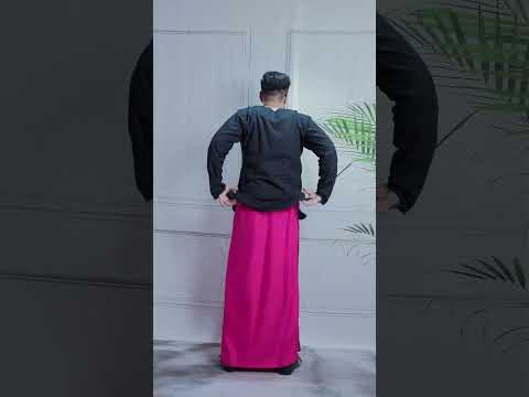 Men Pink Colour Pajamalungi With Black Stripe Panel