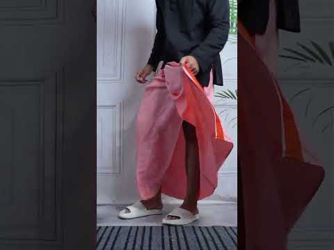 Men Dusty Pink Colour Pajamalungi With Red & Orange Colour Textured Stripe Panel